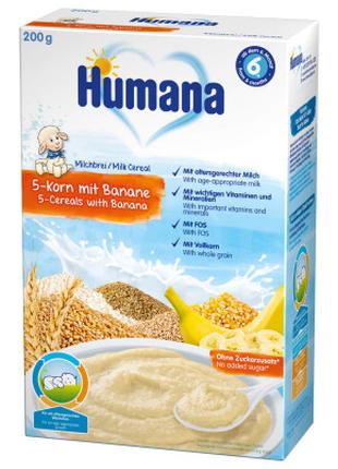 Детская каша Humana молочная 5 злаков с бананом 200 г (4031244...