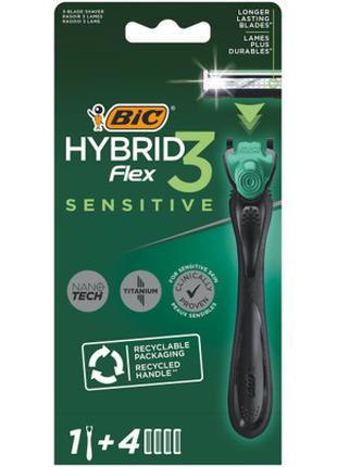 Бритва Bic Flex 3 Hybrid Sensitive с 4 сменными картриджами (3...