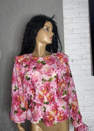 Блуза с рюшами блузка в цветочный принт river island, m