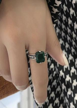 Кольцо серебро 925 проба посеребра кольца кольцо с зеленым камнем
