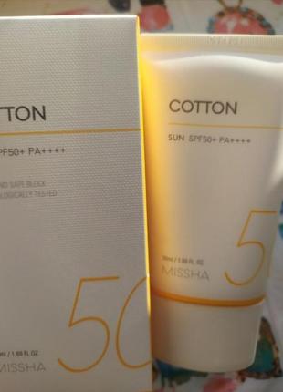 Missha all around safe block cotton spf50+/pa++++ солнцезащитн...