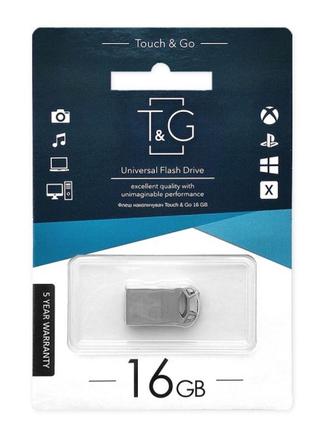 Накопичувач USB Flash Drive T&G; 16gb Metal 110 Колір Сталевий...