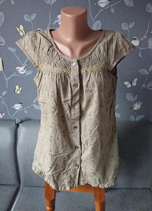 Женская блуза с вышивкой хлопок р.44/46 блузка футболка