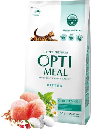 Сухой корм для кошек Optimeal для котят со вкусом курицы 1.5 к...