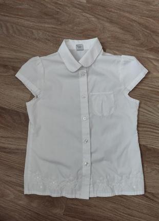Белая школьная рубашка на девочку 9 р. 134