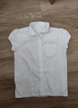Белая школьная рубашка на девочку 8-9 р. 128 134