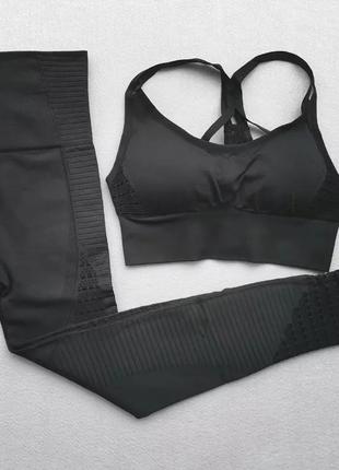 Женский костюм для фитнеса, черный - 42-46 размер, нейлон