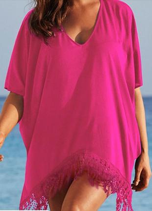 Пляжное розовое платье 46 размер - бюст до 100см, длина 83см, ...