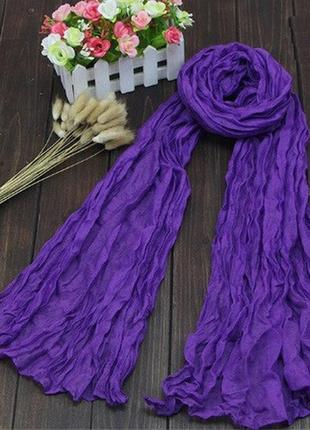 Фиолетовый шарф женский - размер шарфа около 170*40см, хлопок,...