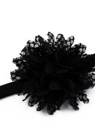 Детская чёрная повязка с цветком - окружность 40-50см, размер ...