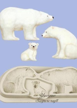 Молд "медведь белый" - размер молда 15*6,5см, силикон