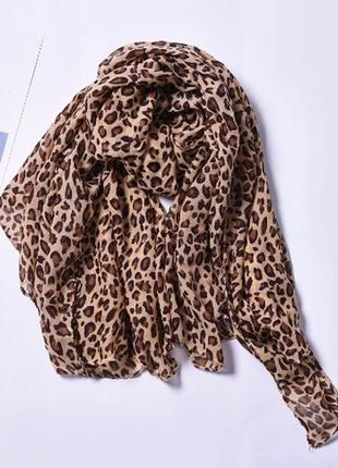 Шарф с леопардовым принтом - размер шарфа 160*55см, шифон