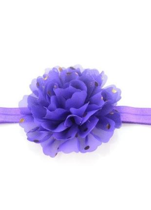 Повязка детская с цветком фиолетовая - окружность 34-48см, диа...