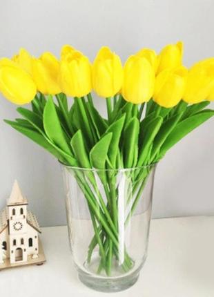Искусственные тюльпаны желтые - 5 штук, на вид и на ощупь как ...