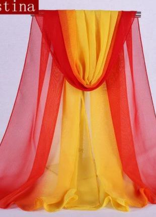 Женский шарф оранжевый + желтый - размер шарфа 150*50см, шифон