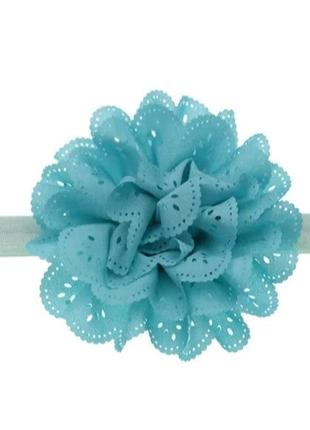 Повязка для младенцев голубая  -  размер цветка около 10см, ок...