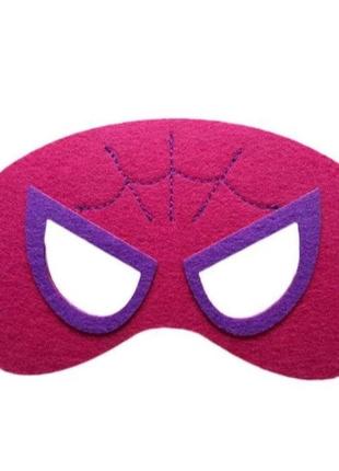 Детская маска спайдермен розовая, размер маски 16*9см