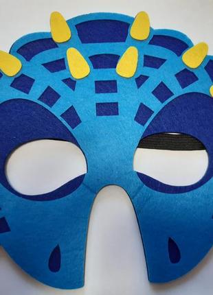 Детская маска для праздника голубая - размер 20*17см, текстиль