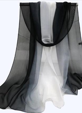 Женский черно-белый шарф - размер шарфа 150*50см, шифон