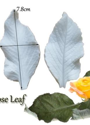 Силиконовый молд "листья розы" - размер молда 7,8*4см, силикон