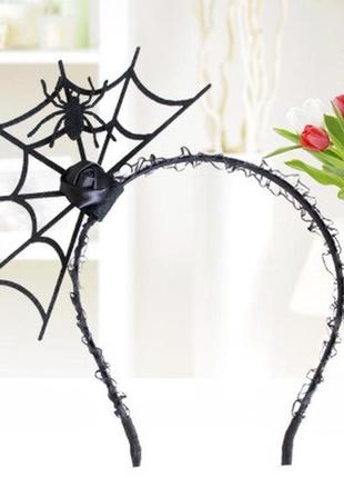 Ободок для хэллоуина черный - размер паутины 14*7см