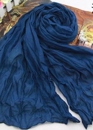 Женский шарфик темно-синий - размер шарфа 170*40см, хлопок, по...