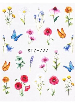 Наклейки для ногтей "цветочки" stz-727