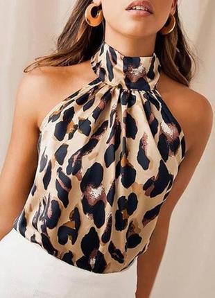 Леопардовая блуза без рукавов - xl