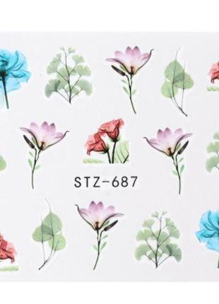 Слайдеры для ногтей цветы - размер стикера 6*5см, инструкция п...