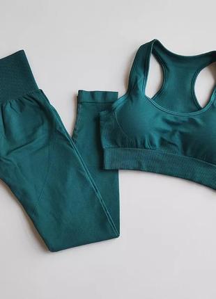 Женский костюм для фитнеса, зеленый - размер l, нейлон