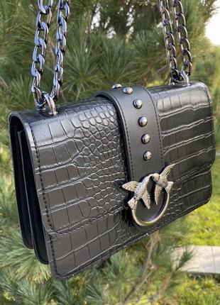 Женская оригинальная черная сумочка с змеиным принтом в стиле ...