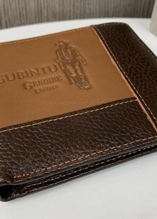 Кожаный коричневый мужской кошелек портмоне с ковбоем