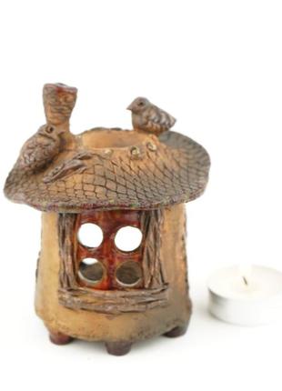 Аромалампа домик с птичками керамика aroma lamp предохраняет дом