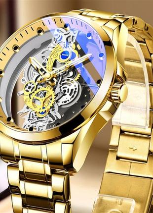 Мужские наручные кварцевые часы скелетон luxury fashion
