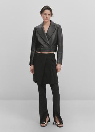 Massimo dutti s m l кожаный короткий двубортный блейзер studio...