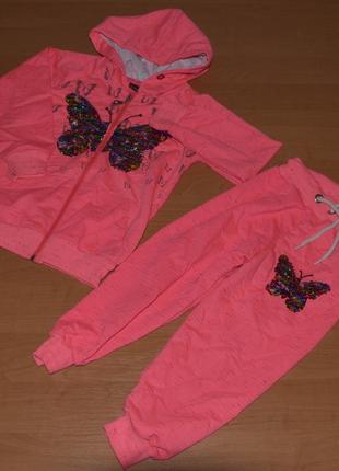 Яркий костюм с пайетками для девочки pink (98-104) турция