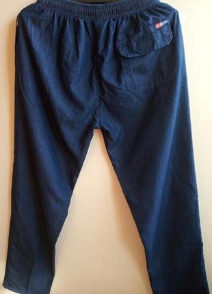 Чоловічі літні брюки штани пояс на резинці сині