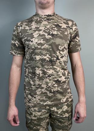 Тактическая футболка хлопок пиксель  зсу мужская армейская фут...