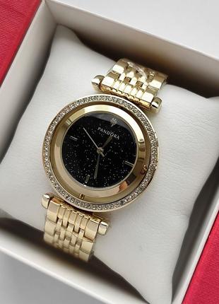 Золотистий наручний годинник для дівчат із чорним циферблатом ...