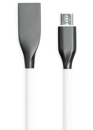 Кабель USB - microUSB, 1м, силикон, белый