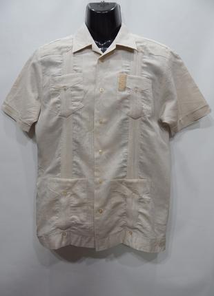 Мужская льняная рубашка с коротким рукавом Pronti р.46-48 (021...
