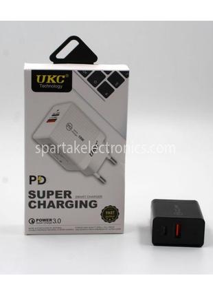Адаптер Fast Charge 220v 18w PD 889 USB+type C (250)