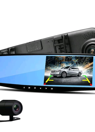Автомобильное зеркало видеорегистратор для машины на 2 камеры VEH
