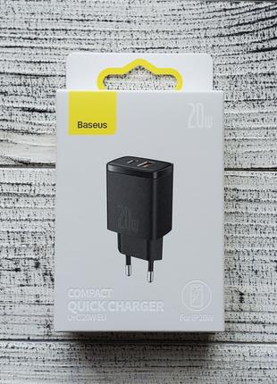 Зарядний пристрій Baseus Compact Quick Charger U+C 20W CCCP20U...