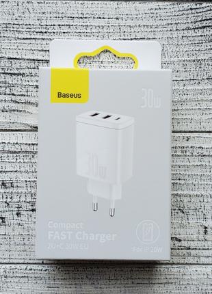 Зарядное устройство Baseus Compact Fast Charger 2U+C 30W CCCP3...