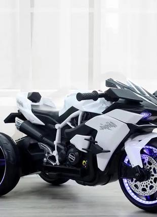 Детский электромотоцикл Kawasaki Ninja (белый цвет)