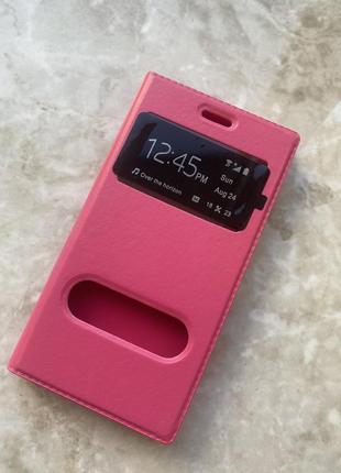 Чехол-книжечка под кожу Samsung Galaxy A3 2015год розовый на м...