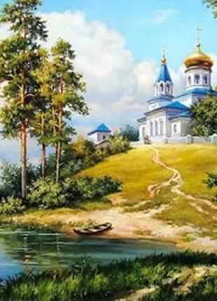 Набор Алмазная мозаика вышивка Родной край церковь Дача село о...