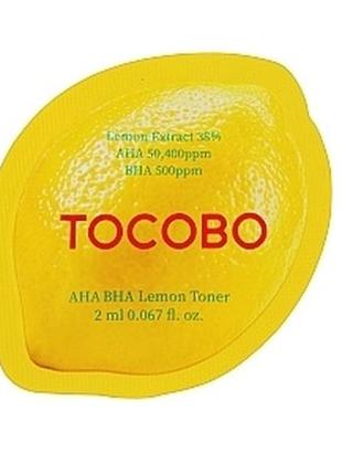 Лимонний тонер для обличчя з кислотами tocobo aha bha lemon to...