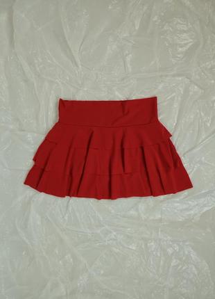 Юбка франция красная мини воланы юбка короткая y2k винтаж винт...